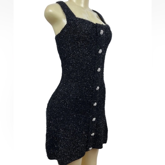 Zara Jeweled Button Metallic Thread Knit Mini Dress Size M - Picture 3 of 9